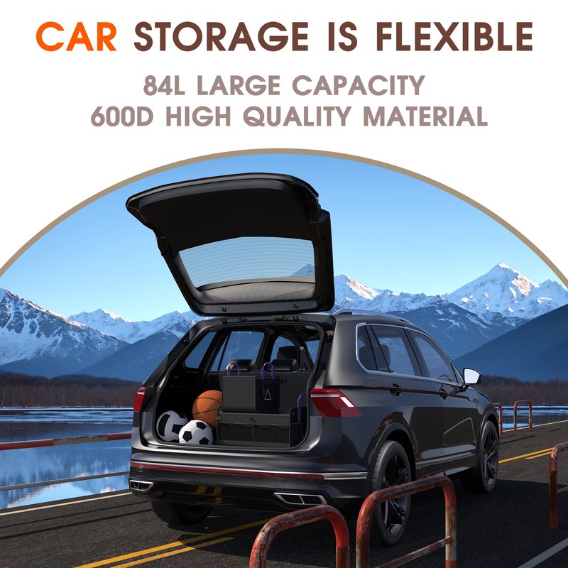 SugarFox Car Trunk Organizer SUV, 84L SUV Trunk Organizer –