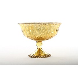 Koyal Wholesale 5-Inch Antique Gold Glass Compote Bowl Pedestal Flower Bowl Centerpiece