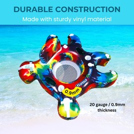 Fluzzle Tube 3.0 Tie Dye Inflatable Float Tube with Interlocking Connectors | Mesh Bottom, Backrest Chair with 2 Cup Holder | Heavy Duty Water Tube for Pool, Lake, Beach, River Run