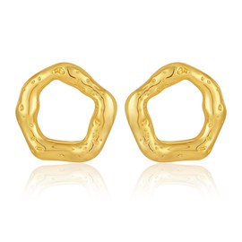 Gold Geometric Earrings for Women, Chunky Gold Dangle Earrings Trendy Vintage Statement Earrings Dupes Jewelry for Her (Irregular Geometric)