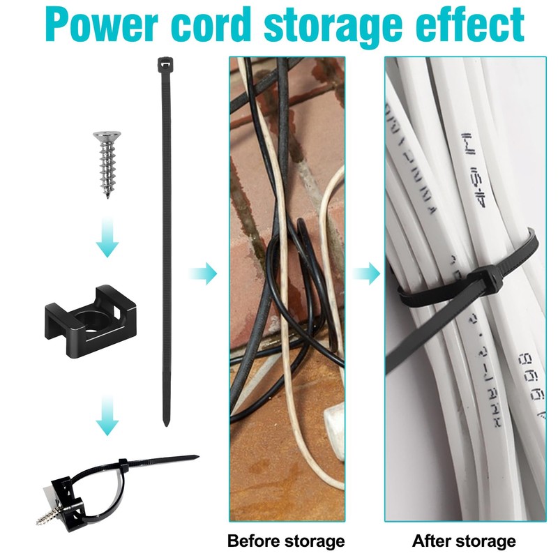 Cable Zip Tie Mounts Kit - 55 Set Wire Cable