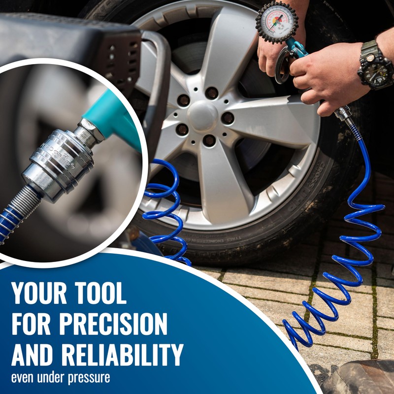 Poppstar Compressed Air Accessory Set: Tire Inflator (0-16 bar, Hose: