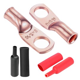15 Pack Battery Terminal Connectors, 8 Gauge Wire Connectors 5/16" Stud Battery Cable Ends UL Heavy Duty Wire Lugs, Bare Copper Eyelets with 16 Pcs 3:1 Heat Shrink Tubing (8 AWG 5/16 Inch)