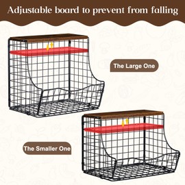 Fruit Basket for Kitchen with Lid, Counter&Wall Mounted Hanging Fruit Basket, Potato and Onion Storage, Metal Wire Fruit and Vegetable Storage, Snack Organizer 4 Pack(small and large)