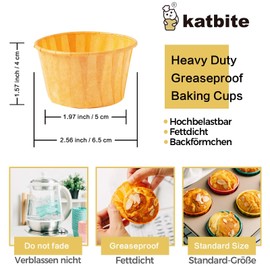 katbite Paper Muffin Cases Pack of 160, Greaseproof Cupcake Moulds for Wedding, Birthday, Party, Disposable Baking Cups in Green, Red, Yellow and Orange