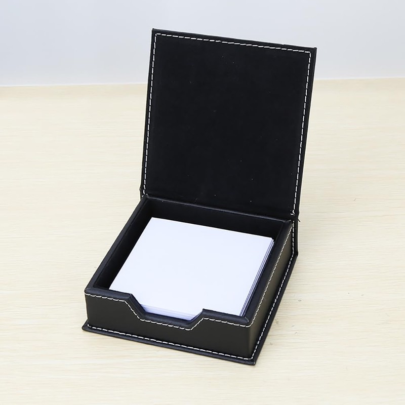 FSSTUD PU Leather Sticky Note Holder Notepad Memo Paper Storage