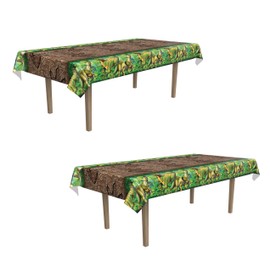 Beistle Plastic Rectangular Dinosaur Table Covers 2 Piece Birthday Tableware Party Supplies, 54" x 108", Multicolored