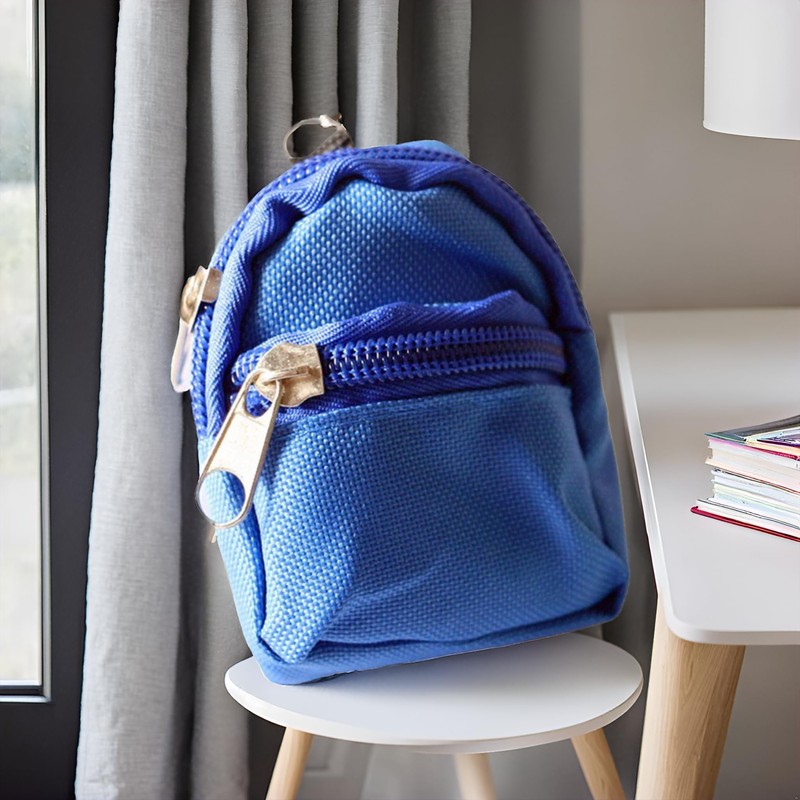 Labriciyon 1Pc Blue Mini Doll Backpack School Bag Model Dollhouse
