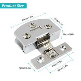 Pack of 4 Door Hinges, Zinc Alloy Hinges, Glass Door Clip, Cabinet Door Hinges, Glass Door Fittings, Can Have a Thickness of 5-8mm Clamps, Suitable for Furniture, Showcases, Glass Doors (Silver)