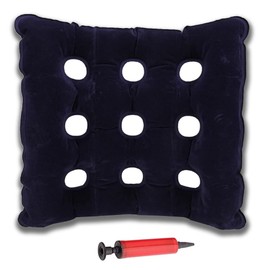 Thick Inflatable Seat Cushion, Portable, Comfortable, Square Air Inflatable Seat Cushion, Breathable Wheelchair Cushion, Anti-Pressure Sores with Pumps (Dark Blue)