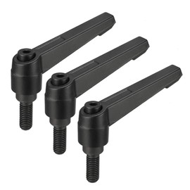 sourcing map M8 x 20mm Handle Adjustable Clamping Lever Thread Push Button Ratchet Male Threaded Stud Knobs Locking Rotating Screw Handles Quick Release Bolt Black 3pcs