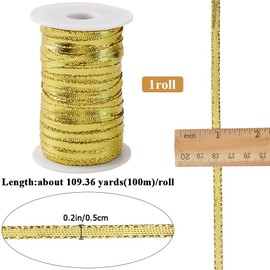 GORGECRAFT 109 Yards Gota Patti Trim Rolls 1/4" Metallic Lace Trim Ribbon Decorative Embroidery Edge Trimming with Plastic Spool for Clothes Sewing Saree Dupatta Dresses Embellishment Light Khaki