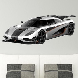 Koenigsegg One:1 Hypercar Wall Decal – Peel and Stick Supercar Sticker for Boys Room, Garage, Man Cave – Removable Vinyl Mural Art for Car Enthusiasts (18 Inch Wide x 7 Inch Tall)