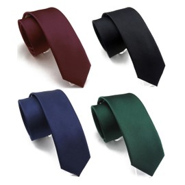 Wehug 4 Pack Men's Classic Solid Color Tie Slim Tie Skinny Ties For Men 2.4'' (6cm), Mix001
