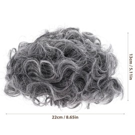 Kisangel Fluffy Grey Wig Old Lady Wig Costume Women Curly Cosplay Halloween Themed Parties for Comfortable Easy to Wear Performance Accessory