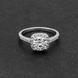 UFOORO CZ Ring Solitaire Crystal Women's Engagement Rings Cubic Zirconia Wedding Band Gift (White, 10)