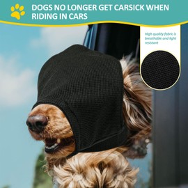 Ohcozzy Dog Calming Cap Eye Mask with Soft Flexible Fabric, Adjustable Pet Mask Muzzle for Dogs Grooming Anti Car Sickness(M,Black)