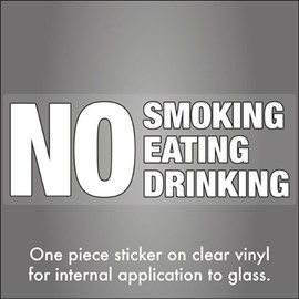 NO Smoking Eating Drinking Sticker for window glass screen inside Taxi