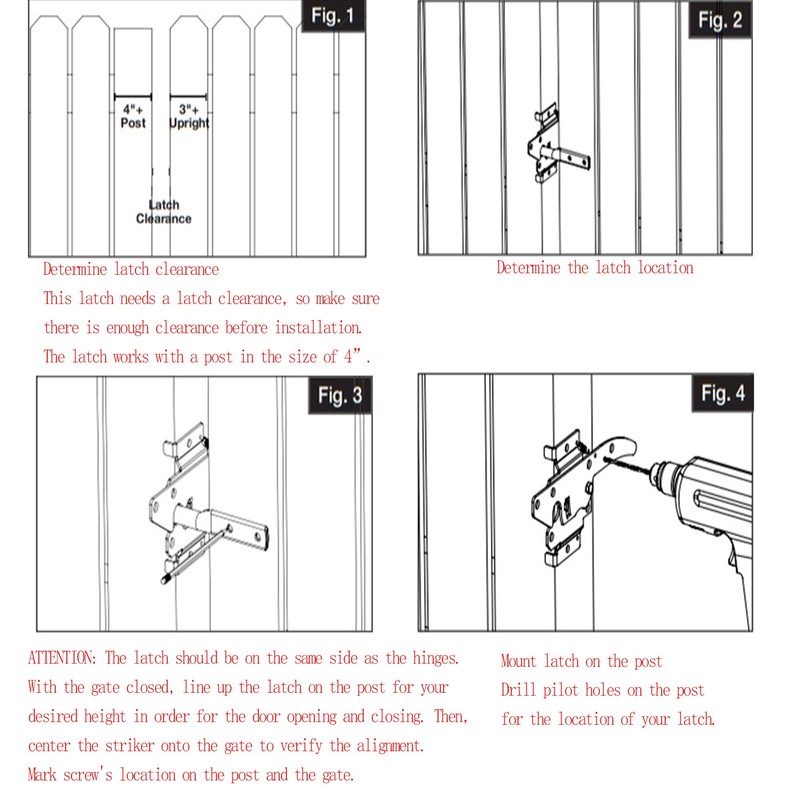 NIDAYE Self-Locking Gate Latch - Post Mount Automatic Gravity Lever