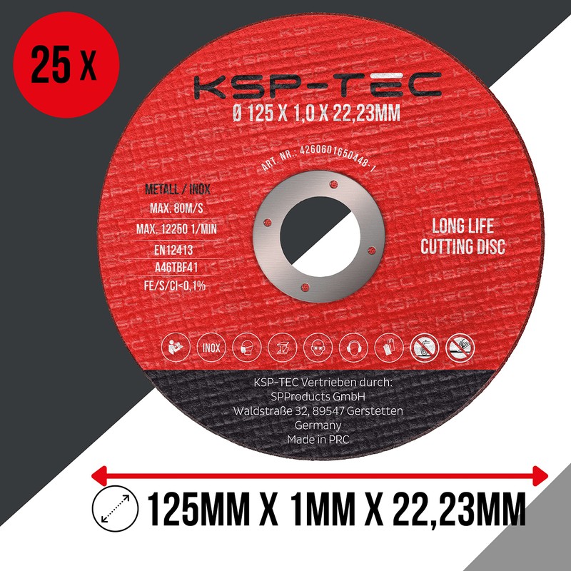 KSP-Tec® │25 Cutting Discs 125 x 1.0 mm [With Protective