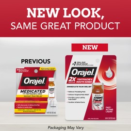 Orajel 2X Medicated Toothache & Mouth Sores Liquid, 0.45 fl oz