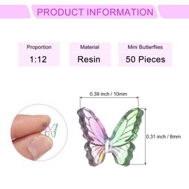 CoCud Mini Resin Butterflies, 0.31" Length, Resin Miniature Dollhouse Accessories Teal - (Applications: for Crafts Nail Art Fairy Micro Landscaping Ornament) 50-Pieces