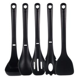 Dana Trading NutriChef Kitchen Cooking Utensils Set-Includes Spatula, Pasta Fork, Solid Spoon, Slotted Spoon & Tool Seat, Works with Model: NCCWSTKBLK (Black), One Size