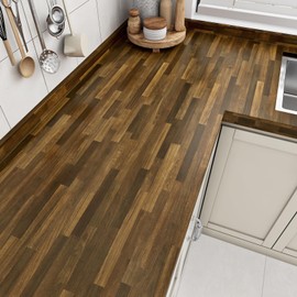 Wallercity Brown Wood Grain Peel and Stick Wallpaper Butcher Block Contact Paper for Countertops Bathroom Self Adhesive Removable Wallpapers Faux Wooden Wall Paper for Countertop Cabinets 15.8''x236''