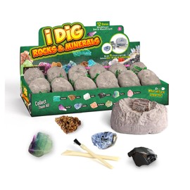 12 Natural Rock & Mineral Dig Kit - Educational STEM Toy for Kids, Mining Gemstones, Rocks, and Minerals – Party Favors for Boys & Girls