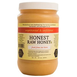 Honest Raw Honey - 100% Unfiltered, Pure Honey - Natural Sugar Substitute - Uncooked, Unprocessed, Unpasteurized - Made in America - Harvested by Our Own Beekeepers