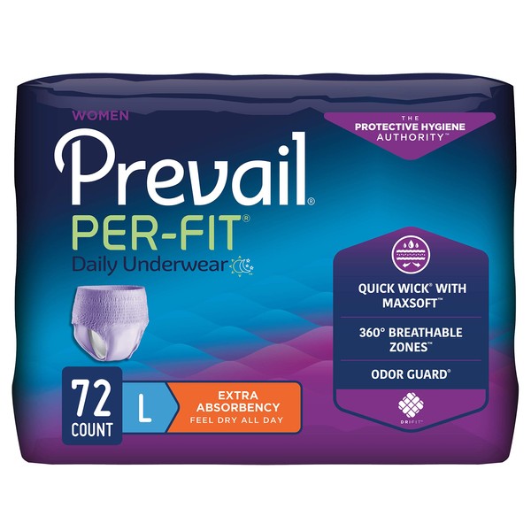 Prevail Per-Fit Protective Underwear for Women, Large, 72 Count
