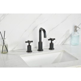 Duttao Two-Handle Widespread Bathroom Faucet, Bathroom Faucets for Sink 3 Hole with Push up Pop-up Drain 2 Handle 8 Inch Sink Faucet Oil Rubbed Bronze Finish DF-1309CCH-ORB