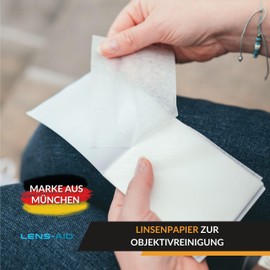 Lens-Aid Lens Paper for Lens Cleaning – 200 Sheets Tear-Resistant Lens Cleaning Paper for Camera Lenses (4 x 50 Pieces)