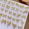 34 Pezzi Metallo Bow Nail Charms Oro 3D Dolce Fiocco