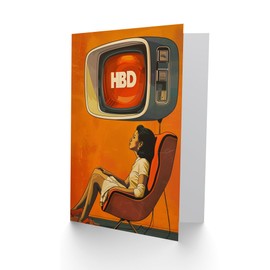 Artery8 Retro Future TV Lady Living Room Hbd Woman Birthday Card