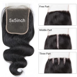 Closure Human Hair 5 x 5 Lace Closure Body Wave Cheveux Bresilienne Lisse Naturel Noir Cheveux Humain Swiss Lace Closure Human Hair Free Part 16 Inches