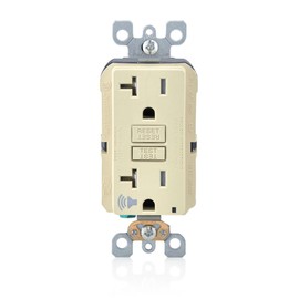 Leviton GFTA2-I SmartlockPro Self-Test Slim GFCI with Audible Trip Alert, Wallplate Included, 20 Amp, Ivory
