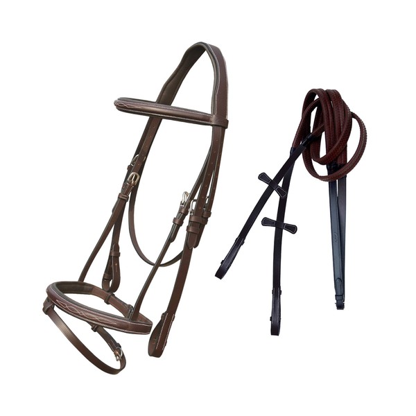 Exion Designer Stitched English Jumping Bridle for Horses with Rubber