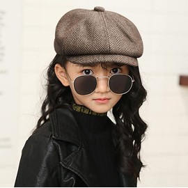 Vintage-Newsboy-Beret for Kids Cabbie-Hat Flat Tweed Pageboy Cap for Toddler-Girls-Boys Outdoor 4-9Y Coffee