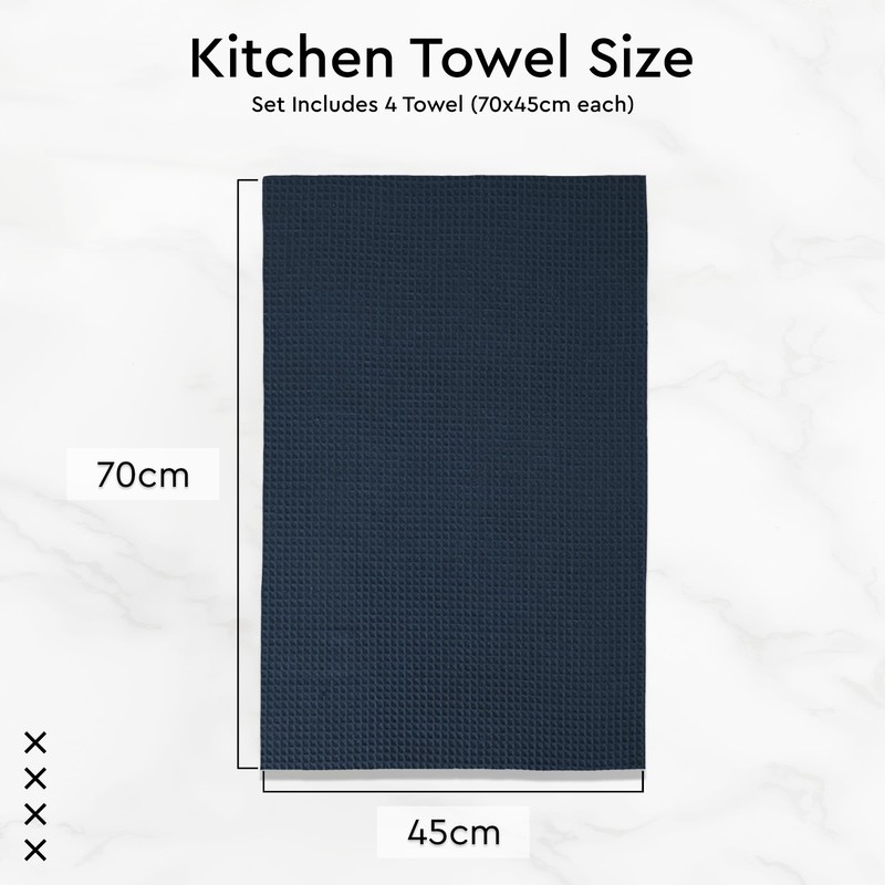 Encasa XO Kitchen Dish Towels Set | Navy Blue |