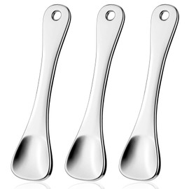 WY LIGHTING LEVEL 3Pcs Mini Skin Care Spoons Reusable Cosmetic Scoop Massage Metal Makeup Spatula Face Cosmetic Applicator Scoop Beauty Cosmetic Tool for Cream Lotions Moisturizers Mixing (3 Silver)