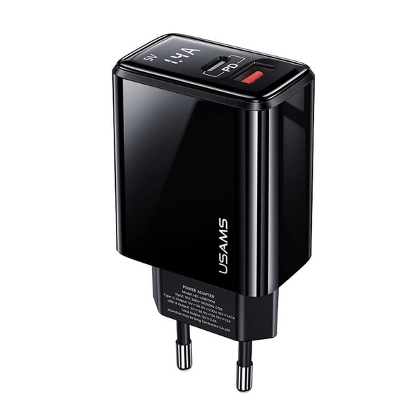 Usams US-CC133 T40 20W QC3.0+PD Type-C+USB Dijital Göstergeli Hızlı Şarj