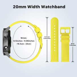 Ticwatch E3 Watch Band Replacement Watchband E3, GTH Pro, Watch Strap E3, 20mm Width Silicone Yellow Watch Bands