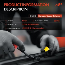 A-Premium 20 PCS Nylon Rear Bumper Cover Car Retainer Fastener Push Pin Clips Compatible with Infiniti QX60 Q50 QX80 QX50 Q60 G37 QX56 QX70 Q70 QX30 Q40 GT-R FX35 FX37 FX45 FX50 G20 G20 Nissan GT-R