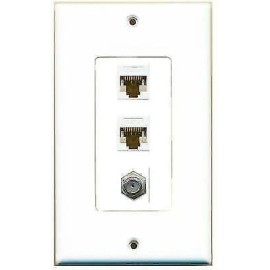 Wallplate City DecorZ - 1 Gang Decorative 1 Coax Cable TV 2 CAT6 Ethernet Coupler Wall Plate