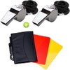 Giveet 2PCS Metal Whistle with Sports Referee Card Set, Red