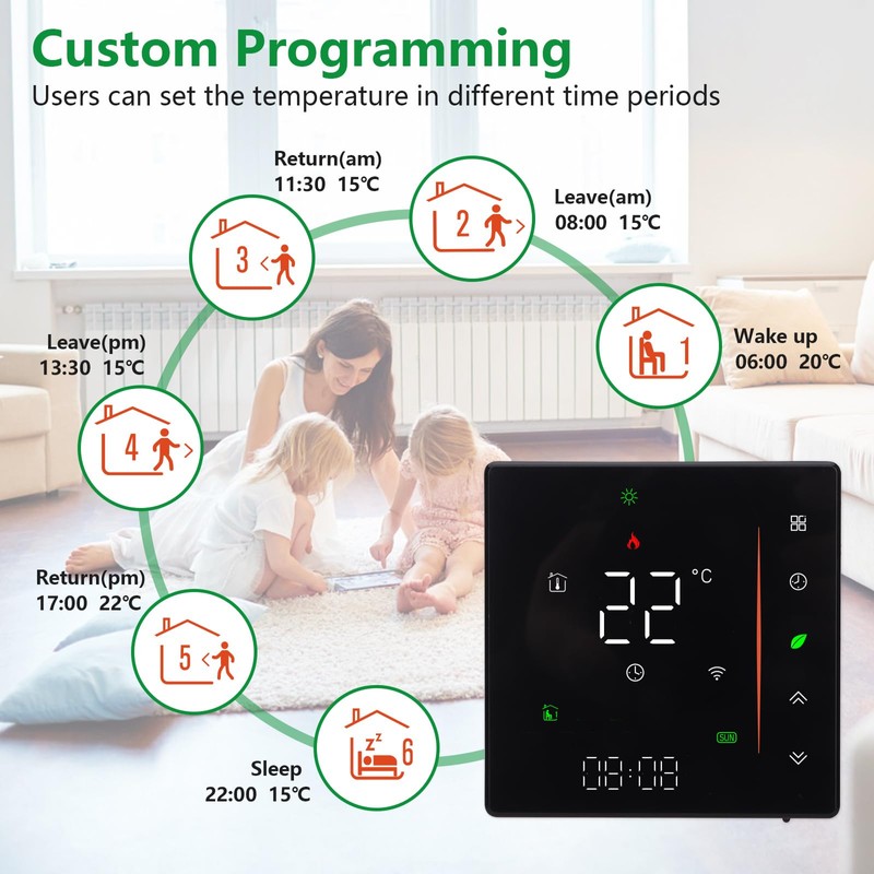 Wengart WIFI Thermostat BHT006,AC230V 3A for Water Heating System,2.4GHz eWelink