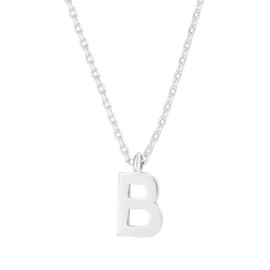 PAVOI 14K White Gold Plated Initial Necklace | Letter Necklaces for Women | B Initial