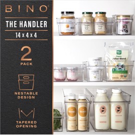 BINO | Plastic Storage Bins, Small | THE HANDLER COLLECTION | Multipurpose Organizer Bins | Kitchen Pantry Organizers and Storage | Clear Containers for Organizing Home | Freezer Organizer