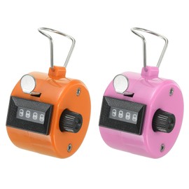 PATIKIL Clicker Counter, 2 Pcs 4 Digit Mechanical Handheld Tally Click Pitch Counter for Coaching Knitting, Golf, Lap, Fishing, Orange-Pink